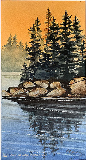 Island of Pines, watercolour painting by Meral Altinbilek