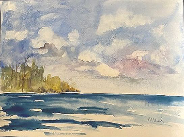 Stormy skies, watercolour painting by Meral Altinbilek