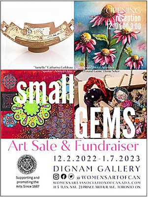 Poster for Small Gems at the Women’s Art Association of Canada, December 10, 2022
